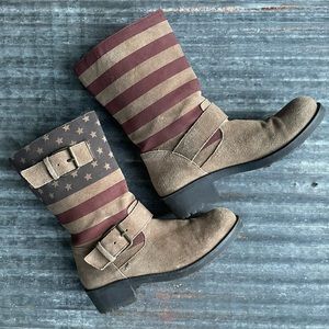 Leather American Flag Boots